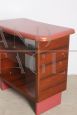 Vintage office set with desk and cabinet in rosewood and skai