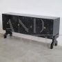 Four-door sideboard in black parchment