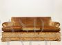 Classic three-seater vintage sofa in tawny brown silk velvet