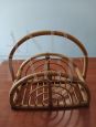 Mid-Century magazine rack in wicker and bamboo