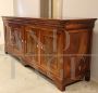 Large antique Charles X Capuchin sideboard with 4 doors in threaded walnut, 1800