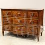 Antique Louis XVI chest of drawers in inlaid walnut and cherry, 18th century        