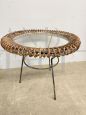 Rare Bonacina coffee table in bamboo, glass and iron, 1950s          