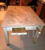 Vintage kitchen table with marble top, drawer, cutting board and rolling pin