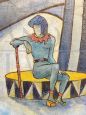 Polychrome enamel painting with circus figure signed Maresca