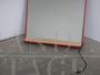 Vintage illuminated mirror in red metal with shelf, 1970s