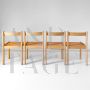 Set of four vintage Italian oak and Vienna straw chairs