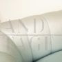 Pair of designer sofas by Fabrizio Smania in moiré silk and marbled wood