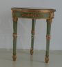 Green and gold lacquered Louis Philippe style side table with round marble top