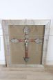 Antique crucifix in silver and wood from the 19th century                      
                            