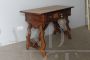 Antique Piedmontese refectory desk or table in solid walnut, 18th century