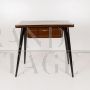 1960s wooden desk console with pull-out drawer