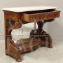 Antique Charles X console with mirror and top in Carrara marble, Italy 1800s
