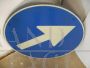 Vintage mandatory direction road sign, Italy 1995
