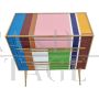 Design chest of drawers in multicolored Murano glass with two drawers