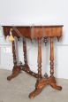 Antique Charles X inlaid writing table in walnut and maple, 1830