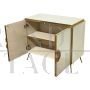 Two-door sideboard in white glass with brass handle