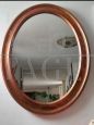 Vintage 70s oval mirror in gold and bronze wood