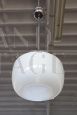 Vintage 1960s pendant lamp in glass and chromed metal