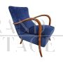 Art Deco style blue velvet armchair