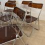 Set of 6 70s folding chairs in metal and smoked plexiglass