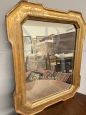 Antique tray mirror from the mid-19th century in gold leaf with engraved workmanship