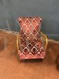 Art Deco style armchair in wood and damask fabric