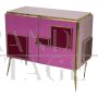 80s sideboard in pink glass with LED illuminated handles