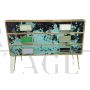 Dresser with three drawers in green glass and pony skin