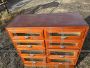 Antique cherry wood grocery shop drawer unit