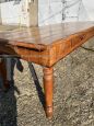 Large antique farmhouse table in cherry wood with inlays, Italy 19th century
