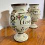 Pair of antique painted apothecary jars from the late 18th century