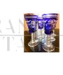 Set of 12 glasses and goblets in finely decorated blue Murano glass, Italy 1970s