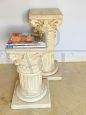 Pair of Travertine marble columns with Corinthian style capitals, Italy 1940s