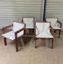 4 Reguitti armchairs in wood and white leatherette, 1972
