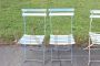 Set of 8 folding chairs in iron and white wood, 1960s