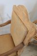 Pair of armchairs in natural poplar wood with jute seat