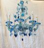 Vintage AVEM chandelier in blue Murano glass