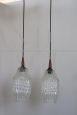 Pair of Murano glass pendant lamps with relief decorations, 1960s