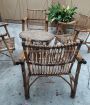 Vintage bamboo living room set with sofa, 4 armchairs and coffee table