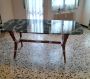 Vintage Italian dining room with glass top table and 6 chairs, 1950s