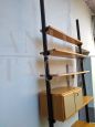 Vintage sky-earth bookcase with desk and stool