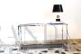 Vintage console in chromed metal and smoked glass, Italy 1970s