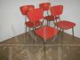 Set of 4 red formica vintage chairs