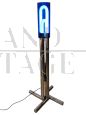 Tetralogy floor lamp by Gabetti and Isola in steel and blue acrylic glass