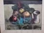 Painting depicting still life with fruit, signed