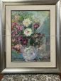 Pietro Augusto Cassina - painting with vase of flowers, oil on masonite from the 1970s