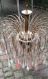 Vistosi waterfall chandelier with pink Murano glass drops, 1970s