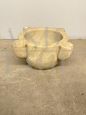 Large antique mortar in Carrara marble with the coat of arms of the Order of Malta