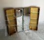 Pair of golden bathroom wall cabinets with mirror surface